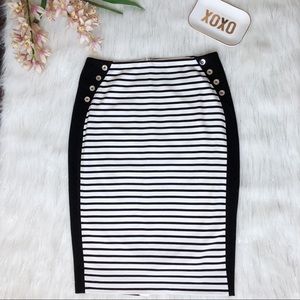 WHBM Striped Midi Skirt